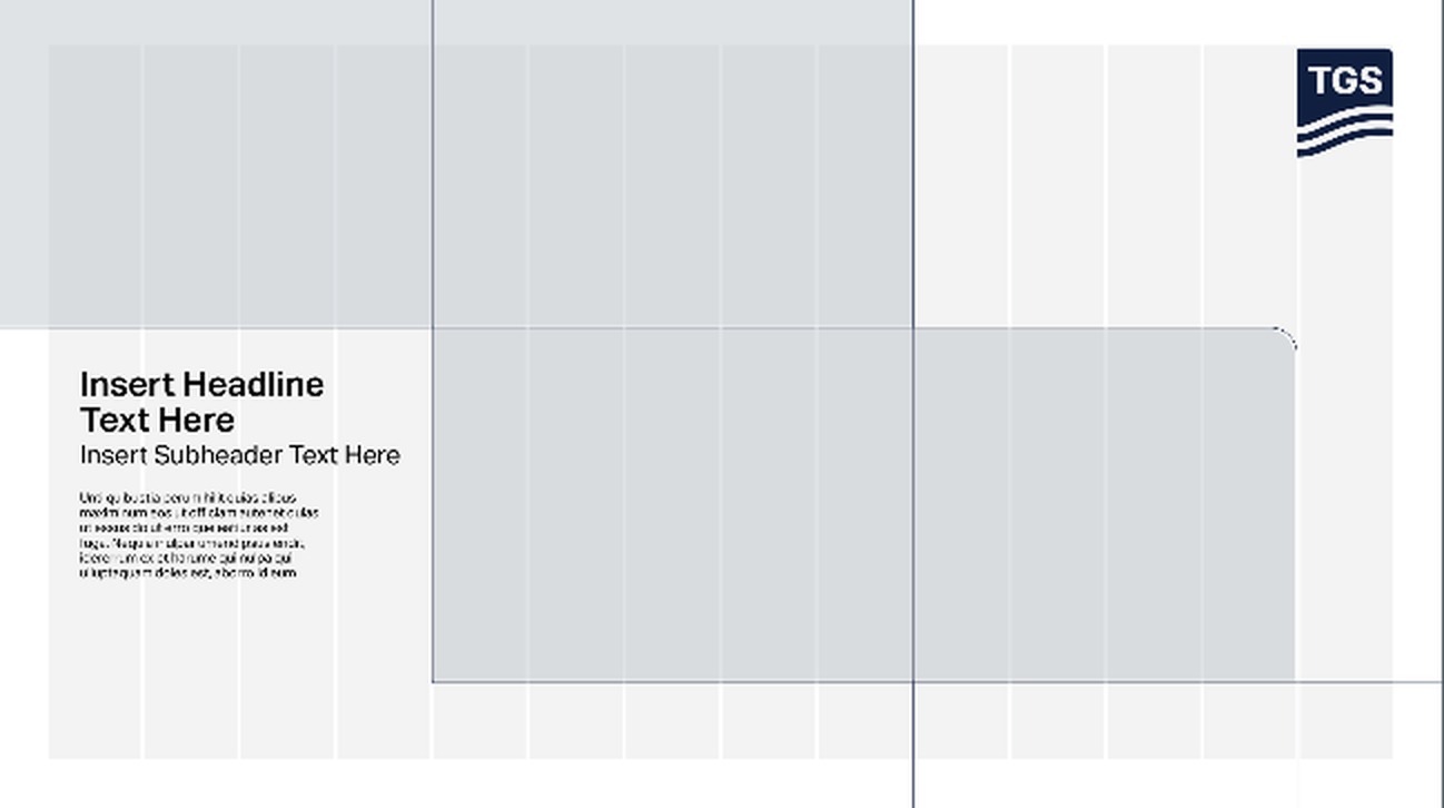 TGS grid layout schematic with headline at left
